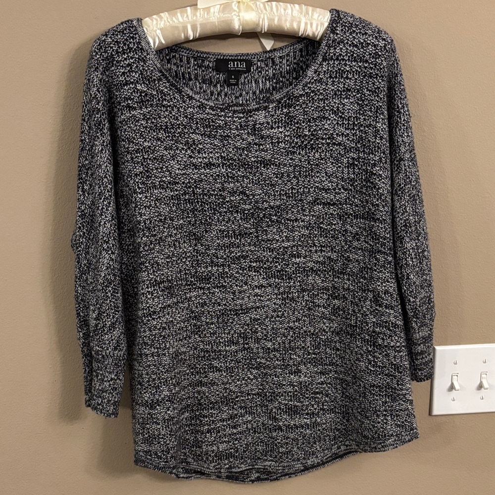 Women’s a.n.a. Size Small Marled Black Scoop Neck Sweater